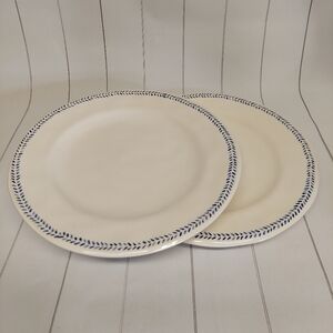 2 Pier 1 Blue and White Leaf Trim Plates